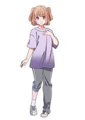 運動着を着たかわいいハーフツインテールの女の子
