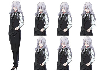 スーツを着ている女性の表情セット
