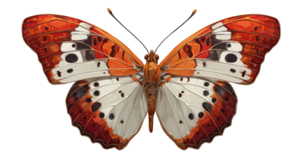 Beautiful butterfly with colorful patterned wings and delicate details showcasing natural beauty and elegance isolated on white background