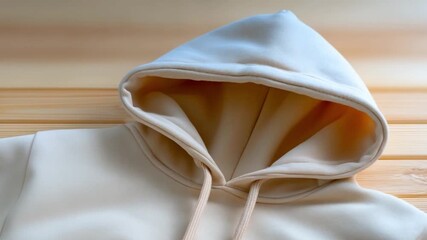 Comfort and Warmth: A close-up shot of a cozy beige hoodie showcasing the softness of the fabric. The warm hue and textured surface create a sense of comfort and style.