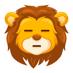 Pixelated Lion Face with Closed Eyes and Brown Mane on Transparent Background Representing Calmness and Simplicity
