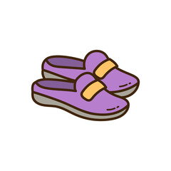Pixelated Purple Loafer Style Shoes with Orange Accents on a Transparent Background Minimalist Footwear Illustration