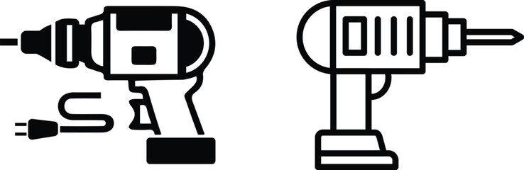 Drill machine icon outline ilustration vector symbol Drill machine icon vector illustration isolated Electric Power Drill Vector Icon Set Construction drill machine icon set , tools icon. illustration