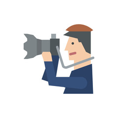 Pixelated Illustration Of A Photographer Wearing A Brown Cap And Blue Shirt Holding A Camera Capturing An Image With A Transparent Background