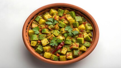 Lauki ki sabji or bottle gourd curry served in a earthen bowl