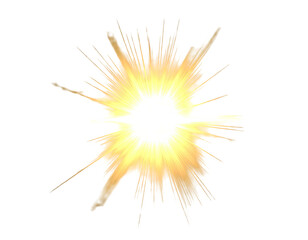 Obraz premium Bright radiant explosion of golden light with sharp jagged edges on black background