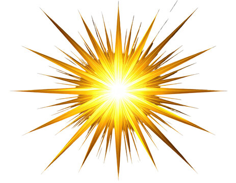 A bright, starburst explosion of golden light radiates outward on black - Powered by Adobe