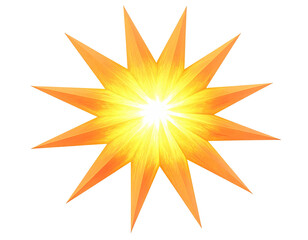 Obraz premium A radiant, multi-pointed starburst glows with intense light and vibrant orange hues