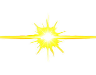 Bright starburst with radiating yellow light flares and lens flare effect