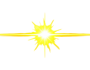 Bright starburst with radiating yellow light flares and lens flare effect