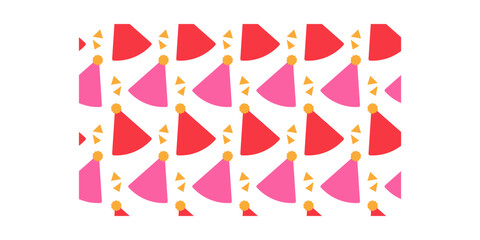 Obraz premium Party Hat Seamless Pattern Flat Colored Design for Birthday and New Year Celebration Background