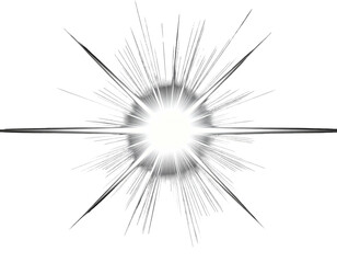 Obraz premium Bright white starburst emanating light with sharp, radial rays on black