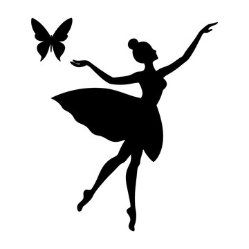 ballet dancer silhouette a lady and batterfly