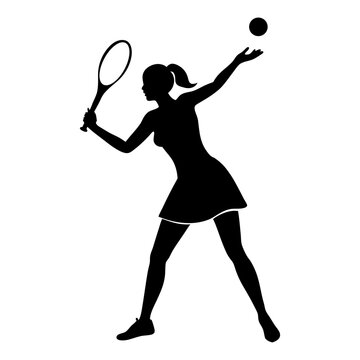 silhouette of a weman who play tanis