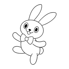 rabbit wearing a bow tie and jumping line art