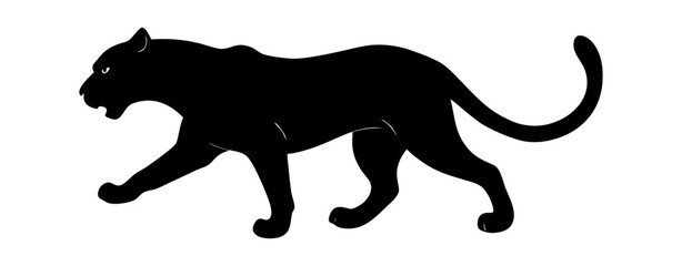 A black panther running with white brckground silhouette © sagar