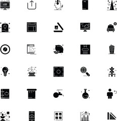 Collection of diverse black silhouette icons representing various concepts and objects