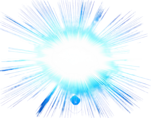 Bright light burst with radiating blue and white energy lines on black