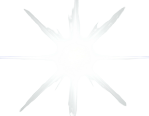 White burst of light with eight sharp, uneven points radiating outwards on a black background