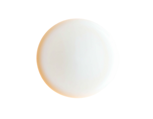 A glowing, translucent white orb with a warm, golden-orange halo against a black background