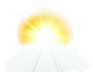 Radiant burst of light emanating from a bright yellow source, creating a luminous glow