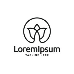 Minimalist monogram lotus flower logo