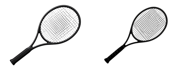 Elegant Tennis Racket Silhouette Vector Illustration, Black on White