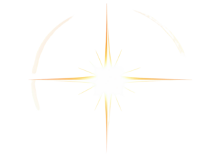 Bright starburst with glowing points and curved accent lines on black