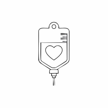 Handdrawn IV Bag with Heart Symbol Illustration.