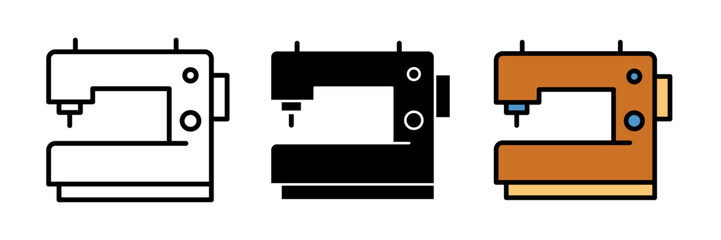 Sewing machine icon Tailoring emblem. Simple illustration of electric device for fabric, cloth. Vector icons illustrations for graphic design.