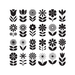 Flat design flower silhouettes