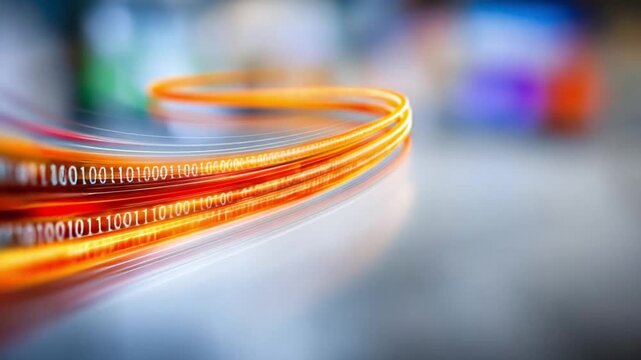 Digital Data Flow: A captivating visual representation of digital data transfer, showcasing the dynamic movement of information through interconnected pathways.