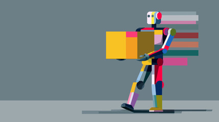 Humanoid robot working like courier delivering box