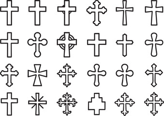 Collection of Christian Cross Symbols and Religious Icons