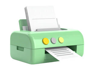 Light green minimalist printer with paper being fed and printed