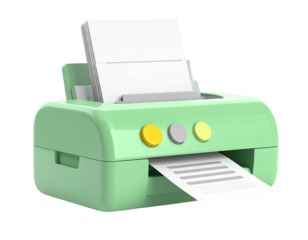 Light green minimalist printer with paper being fed and printed