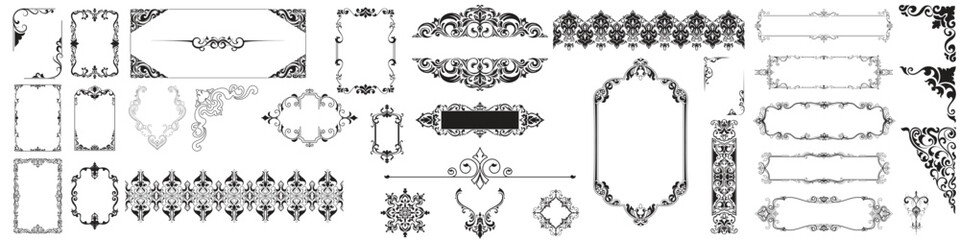 Vintage line frame set, classic patterned edge