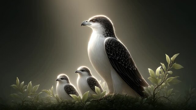 Eagle Protecting Its Chicks Showing Family Warmth