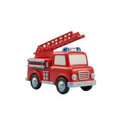 3D Render Fire Truck Transparent