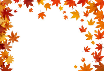 Obraz premium Autumn s embrace colorful leaves gently cascade creating a vibrant frame on transparent background