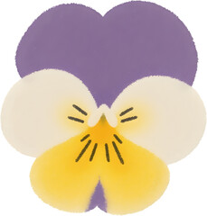 서리맺힌보라색팬지꽃일러스트