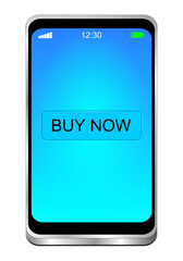 Smartphone with Buy now Button - 3D illustration