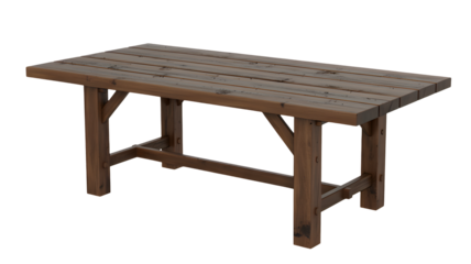 Rustic wooden picnic table offers a charming, country style for outdoor dining and gatherings perfect for family meals and summer barbecues