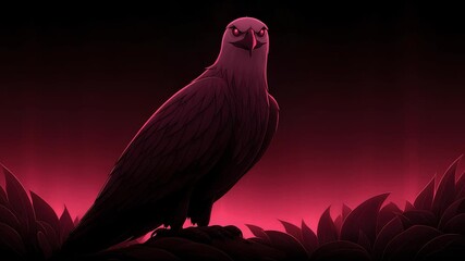 The majestic aura of an eagle against a scarlet background