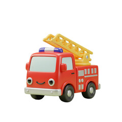 3D Render Fire Truck Transparent