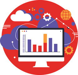 Data analysis and cloud computing concept illustration