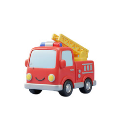 3D Render Fire Truck Transparent