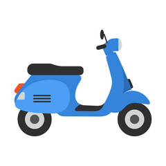 Blue scooter motorcycle. Vector illustration.