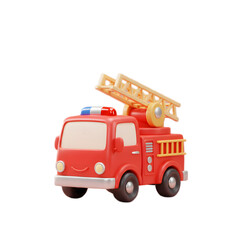 3D Render Fire Truck Transparent