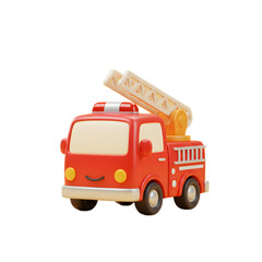 3D Render Fire Truck Transparent